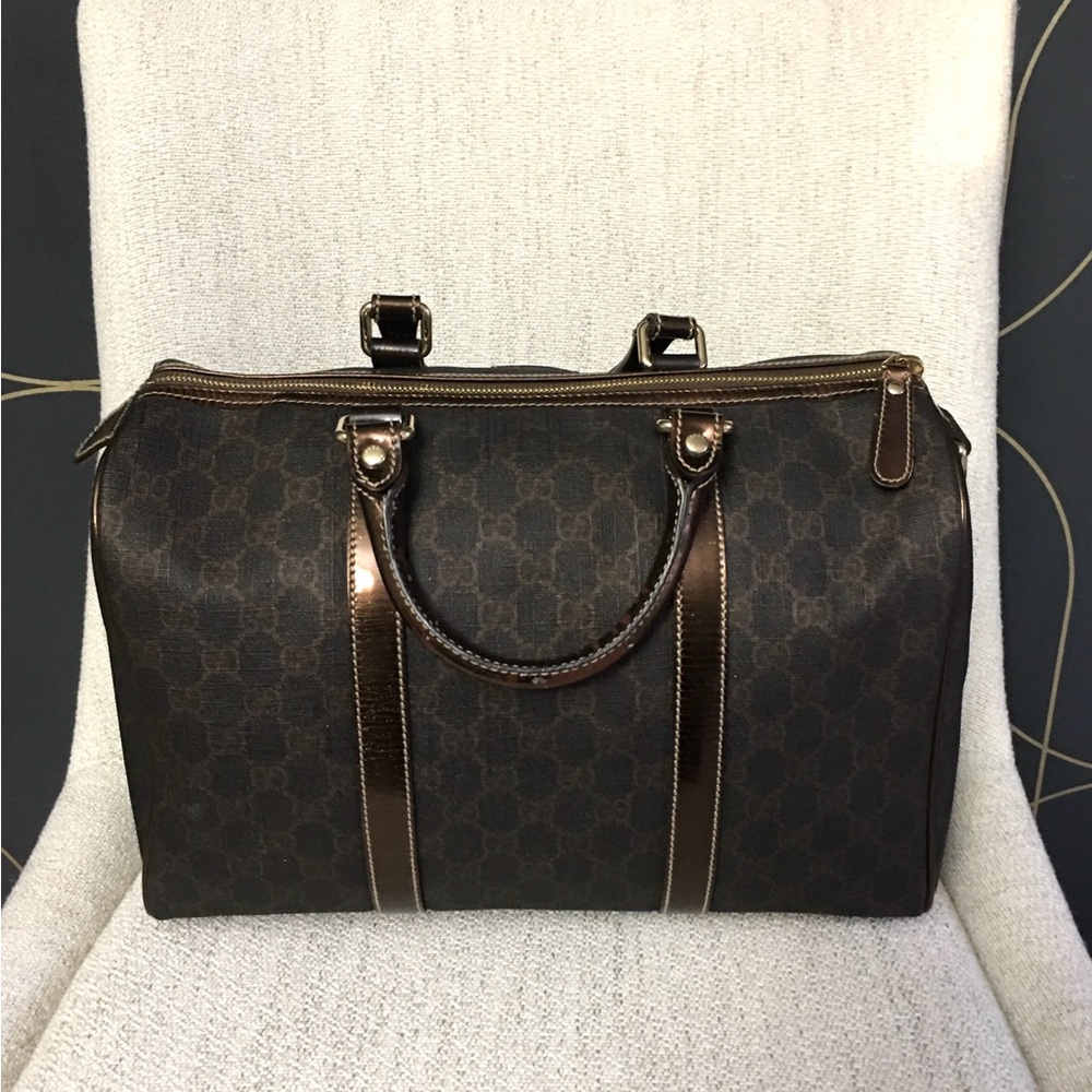 Authentic GUCCI Boston satchel bag brown gold - Picture 9 of 15